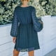 thumbnail image 3 of Vestido De Manga Larga Para Mujer, Cuello En V Vestido De Manga Larga Estilo De Línea Estampado De Puntos Elegante Puño Elástico Para Club Para Vacaciones Para Dama ANGGREK Otros, 3 of 6