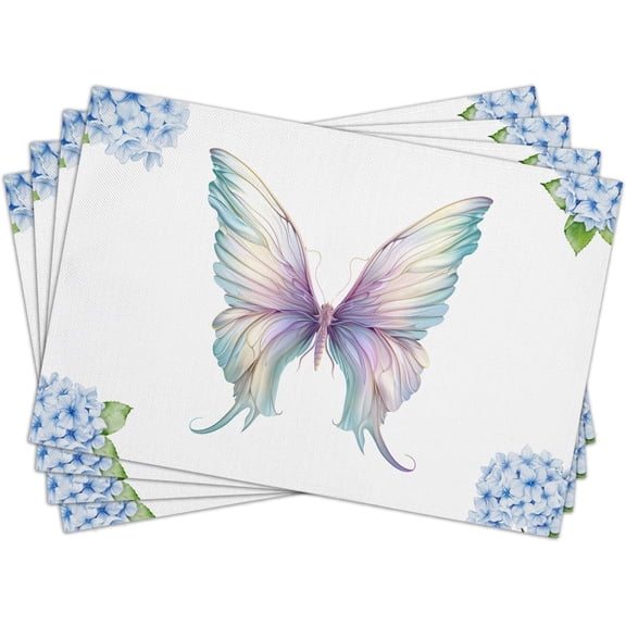 Butterfly Placemats Set of 4, 12x18 Inch Waterproof Heat Resistant Linen Place Mats for Dining Table, Wipeable Placemat for Home Kitchen Party Decoration -10