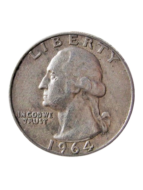 United States Mint USA 1964 Washington Quarter Dollar 25c Coin - No Mint Mark Fine Condition