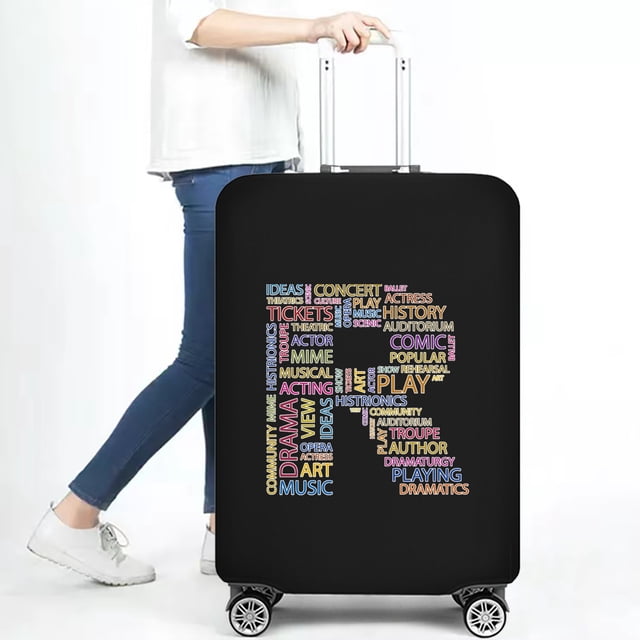 Stretch Luggage Cover Suitcase Covers Text Letter Printed Travel Accessories Printed Dust Cover 18''-28'' Inch Protective Case 8text R M