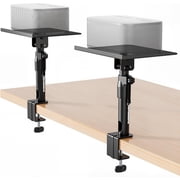 PEGZONE Clamp-On Speaker Stands, Pair of Adjustable Desktop Speaker Mounts, Height and Tilt Adjustable, 66 lb Capacity, for Bookshelf and Studio Monitor Speakers, Black