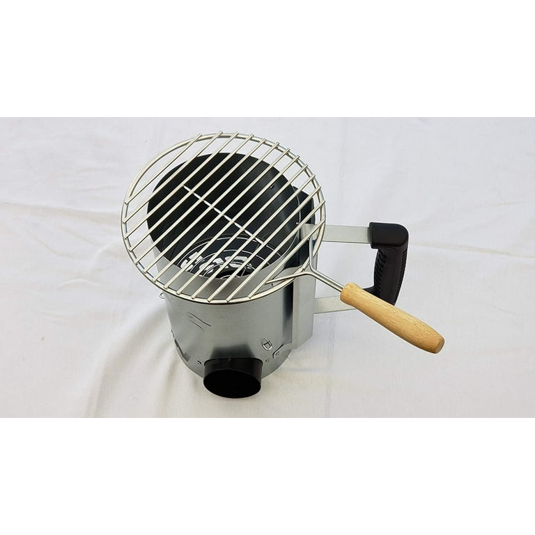 BBQ Dragon Ultimate Grill Accessories Set - Large Charcoal Chimney Starter  Bundle with 9” Round Wooden Handle Grill Grate - Heavy Duty & Durable BBQ