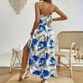 thumbnail image 6 of Generic Women's Summer Dress V Neck Floral Maxi Tropical Long Beach Vacation Side Slit Dress, 6 of 7