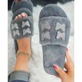 thumbnail image 1 of Zapatilla de felpa para mujer con lazo plano y zapatilla de casa, chanclas para interior Wmkox8yii hj789, 1 of 4