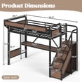 thumbnail image 2 of Harper & Bright Designs Twin Loft Bed with Built-in Desk and Wardrobe, Metal Loft Bed Frame with Storage Stairs and Baskets, Industrial Loft Bed with Power Outlet and LED Strip for Boys Girls, Black, 2 of 16