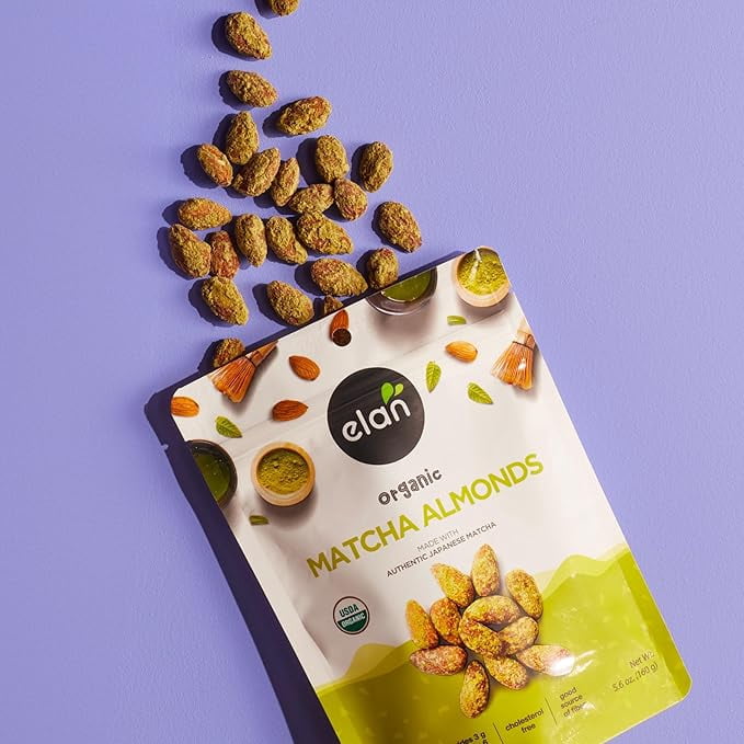 (Pack of 8), Elan Organic Matcha Almonds, 5.6 oz