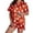 Red, variant on Trendfront Womens Relaxed 2 Piece Halloween Pajama Set Notched Collar Button Front Short Sleeve Top Elastic Waist Shorts Ghost Print Sleepwear for Women