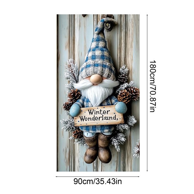 Adornos navideños, cubierta de puerta navideña de 35 x 71 pulgadas - Decoración con patrón de Papá Noel - Decoración para puerta de Navidad - Decoración para fiestas de festivales - Cubierta de puerta