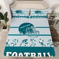 thumbnail image 2 of Feelyou Eat Sleep Sports Twin Sheet Sets, Gray Teal Football Helmet Twin Fitted Sheet, Teens Kids Boys Girls Flat Sheet, Ultra Soft Bedroom Decor, 3pcs, 2 of 7