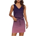 thumbnail image 2 of Cute Summer Dresses For Women Fashion Women's Printing V-Neck Sleeveless Dresses Casual Pockets Comfortable All Occasion Wear Boho Bandage Midi Sun Dress Spring Red L, 2 of 8