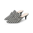 thumbnail image 3 of BLISSFUL STEP Women's Buckle Stripe Stiletto Heel Slip on Slide Mules Black (Size 8), 3 of 7