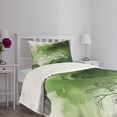 thumbnail image 3 of Ambesonne Dark Green Quilted Bedspread Set 2 Pcs, Delicate Forest Trees, Twin Size, Fern Green, 3 of 4