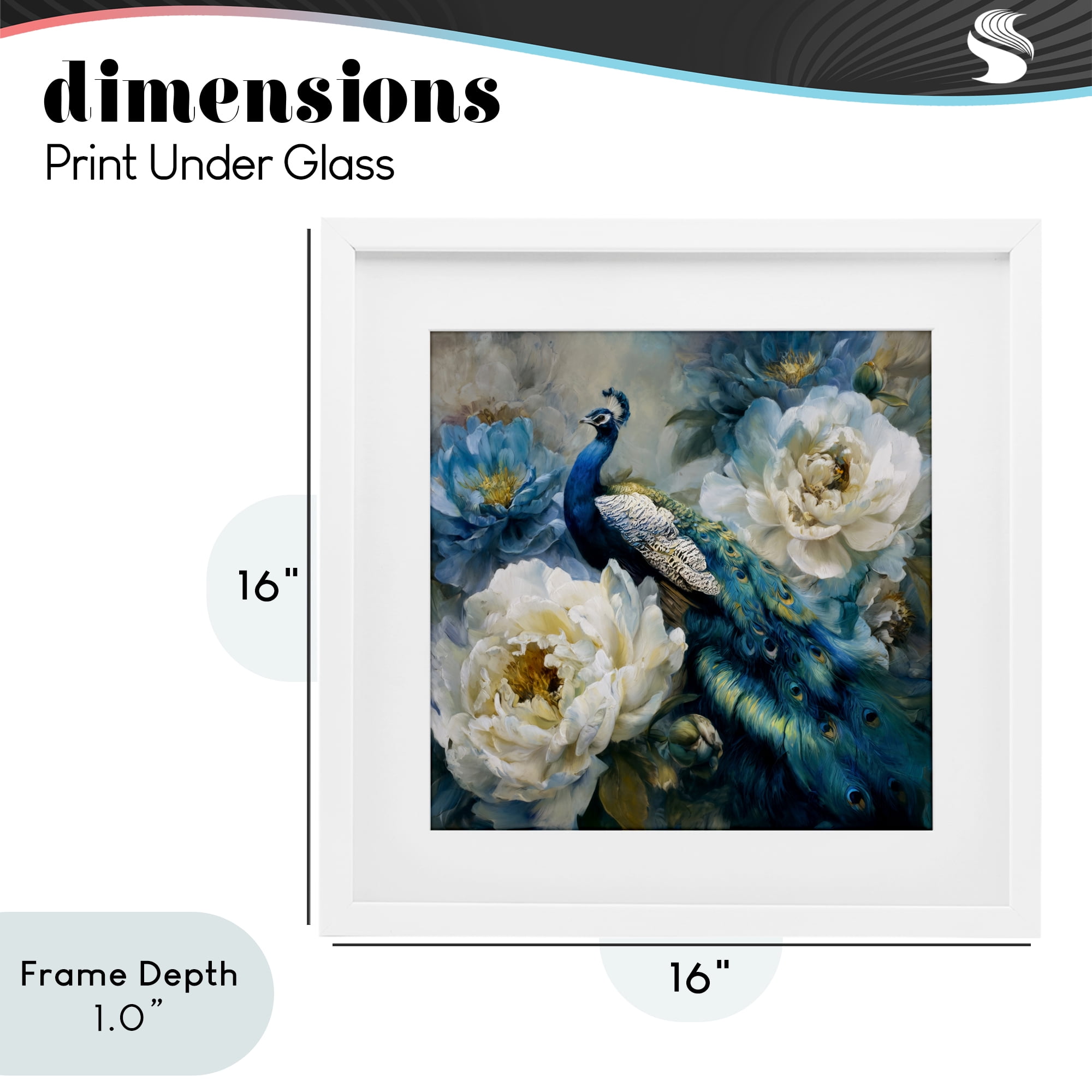 Stupell Industries Pretty Peacock with Roses White Framed Print Under Glass, design by Tina LeCour