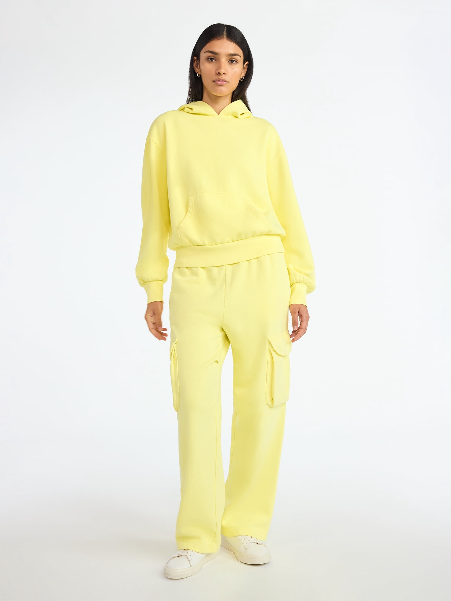 Scoop Women's and Women's Plus Utility Wide Leg Cargo Sweatpant, Sizes XS-4X