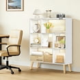 thumbnail image 6 of OUTONLIFE 7 Cube Bookcase, 3-Tier Open Wooden Bookshelf with Legs, Freestanding Storage Display Shelf for Living Room, Bedroom, Office, White, 6 of 13