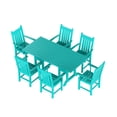 thumbnail image 3 of WestinTrends Malibu 7 Piece Outdoor Dining Set, All Weather Poly Lumber Patio Table and Chairs Furniture Set, 71" Trestle Dining Table with Umbrella Hole and 6 Arm Chairs, Turquoise, 3 of 7