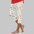 thumbnail image 2 of GEWSEY Capri Leggings for Women Floral Printed High Waist Capris Plus Size Casual Knee Length Slim Fit Yoga Cropped Pants (Beige, M), 2 of 5