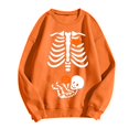 thumbnail image 5 of KHONTS Women's Skeleton Halloween Maternity Sweatshirts Crewneck Pullover Tops Pregnancy Announcement Tee Tops Orange S, 5 of 5