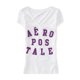 thumbnail image 1 of Aeropostale - Playera adornada con logo apilado para mujer, blanca, grande Aeropostale  Camiseta adornada, 1 of 1