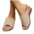 thumbnail image 5 of Mostsola Womens Platform Sandals Peep Toe Slip on Slippers Summer Trendy Slides Wedges Heels, 5 of 9