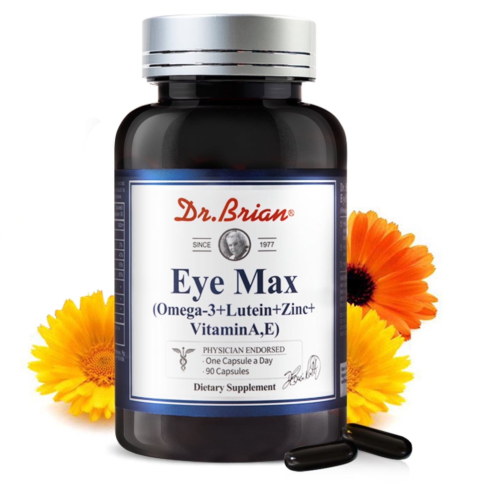 Dr.Brian Eye Vitamins 5 in 1 Eye Formula with Lutein 20mg, Omega 3 Fish Oil EPA DHA 730mg, Vitamin A, E, Zinc for Eye Vision Brain Cardiovascular Health Care Eye Macular Degeneration Supplement adults