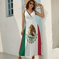 thumbnail image 5 of Flag of Mexico Womens Night Club Maxi Dress V Neck Sleeveless Bohemia Long Dresses, 5 of 9