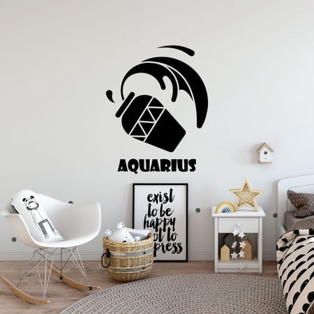 Aquarious Logo Horoscopes Astrological Chart Zodiac Signs Star Constellations Logos Vinyl Wall Art Wall Sticker Wall Decal For Home Room Wall Office Living Room Wall Decoration Decal Size(40x35 inch)