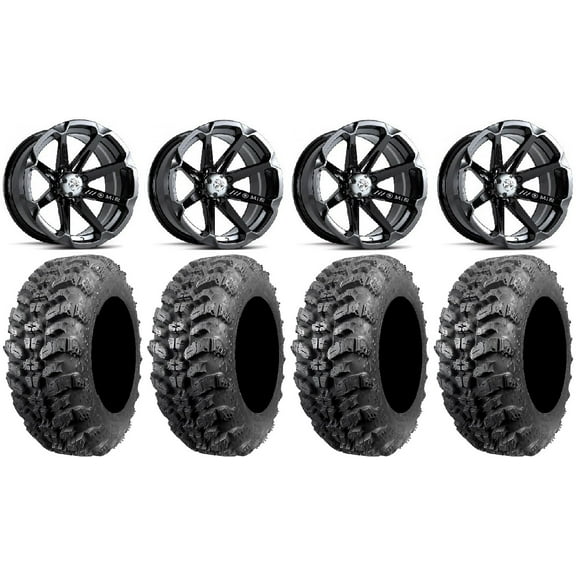 MSA Black Diesel 15" UTV Wheels 30" Sniper 920 Tires Kawasaki Teryx Mule