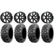 MSA Black Diesel 15" ATV Wheels 28" Sniper 920 Tires Sportsman RZR Ranger
