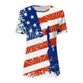 thumbnail image 3 of USSUMA Summer Tops for Women Trendy V Neck Short Sleeve Dressy Shirts Blouses American Flag Star Buttons Women's Tops Summer 2022 4th of July Patriotic Casual Tshirts Tunic Plus, 3 of 3