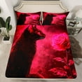 thumbnail image 2 of Erosebridal Cute Black Cat Queen Sheet Set,Romantic Red Rose Bed Sheets Set for Teens Women,Mysterious Rose Floral Print Sheets,3D Black Cat Flat Fitted Sheet, 2 of 6