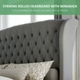 thumbnail image 4 of VanAcc King Size Platform Bed Frame, Velvet Upholstered Sleigh Bed Frame with Scroll Wingback Headboard & Footboard/Button Tufted/Grey, 4 of 8