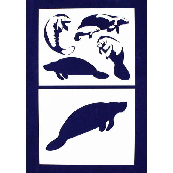 Manatee Stencils -2 pc set-Mylar 14mil - Painting /Crafts/ Templates