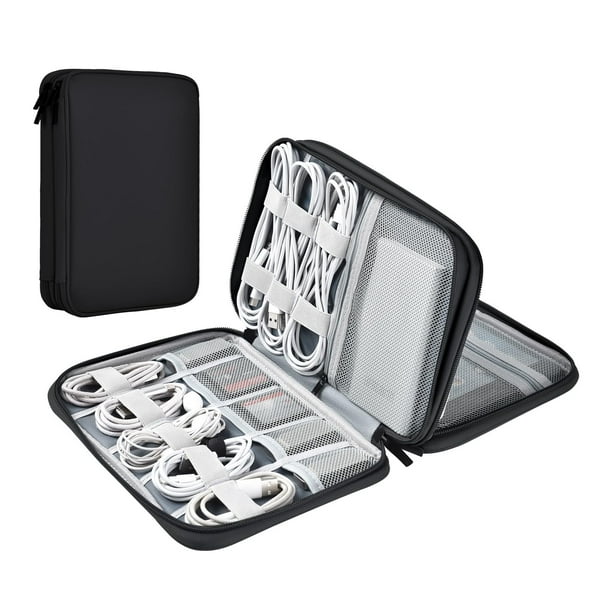 Bolsa organizadora de cables Miloocul de piel impermeable negra