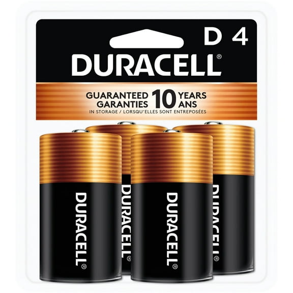 Duracell 1.5V Coppertop Alkaline D Batteries, 4 Pack