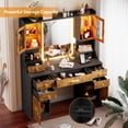 thumbnail image 5 of Dnxao Adult Rustic Modern Charging station with Mirror and Lights Table Set Rustic Brown, 5 of 9
