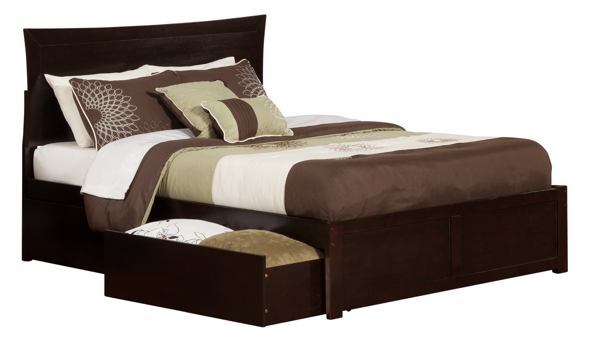 Metro Queen Platform Platform Bed with Flat Panel Foot Board and 2