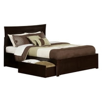 Metro Queen Platform Platform Bed with Flat Panel Foot Board and 2 Urban Bed Drawers in Espresso