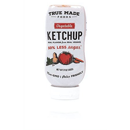True Made Foods Vegetable Ketchup  Low Sugar  17oz Squeeze Bottle  Pack of 6