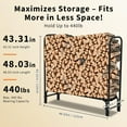 thumbnail image 2 of EastVita 4FT FireWood Rack Stand with Waterproof Cover,Outdoor Wood Storage Holder for Fireplace & Patio,Durable Steel Log Rack with ZippeRed Protection,Heavy Duty Wood Rack,Black, 2 of 7