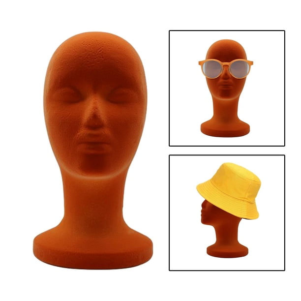 Soporte de exhibición de peluca de Cabeza femenina Macarena Base redonda estable Naranja Cabeza de maniquí