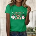 thumbnail image 4 of Tiweut Valentine's Shirts for Women Dog Graphic Cartoon Cute Short Sleeve Pullover Tops Crewneck Trendy Holiday Casual Tshirts,A-Green,L, 4 of 5