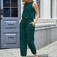 thumbnail image 5 of zfwon Co Ord Sets for Women UK 2 Piece Outfits Checkered Lounge Wear Sets Sleeveless Tank and High Waisted Cropped Trousers Casual Tracksuit Comfy Cotton Plaid Pyjamas Outfit Streetwear, 5 of 6