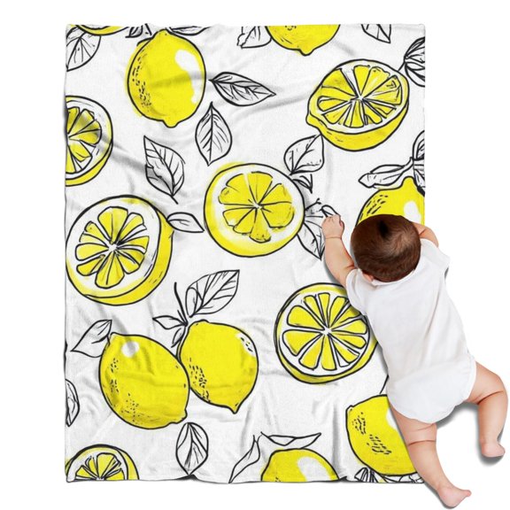 Lemon Blanket,Comfortable Soft Flannel Throw Blanket,All Season,Warm Lightweight Blankets for Sofa Bed Couch Living Room Chair,30"x40"(80x100cm)
