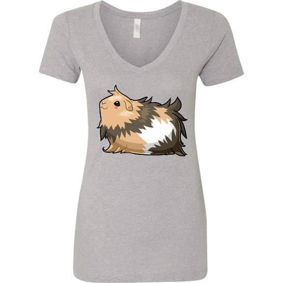 Inktastic Cute Long Haired Guinea Pig Women's V-Neck T-Shirt