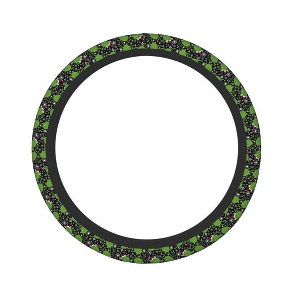 Picia Frogs And Santa Hat Car Steering Wheel Cover, Non-Slip, Breathable, Universal 15 inch