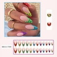 thumbnail image 2 of Uñas francesas con estampado de leopardo de colores, con punta almendrada, de longitud media, 2 of 4