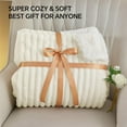 thumbnail image 6 of Sherpa Fleece King Size Blanket - Super Soft & Warm Striped Fleece, Cozy Plush Fluffy Large Bed Blanket All Season Use (Cream, 104x90 Inches), 6 of 14