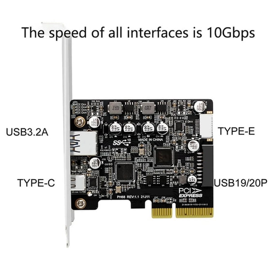 FOR PCIE3.0 To USB3.2 A Port Type-C Front Type-E 19P 20P Full-Interface Expansion Card 10 Gbps High-Speed Adapter Card
