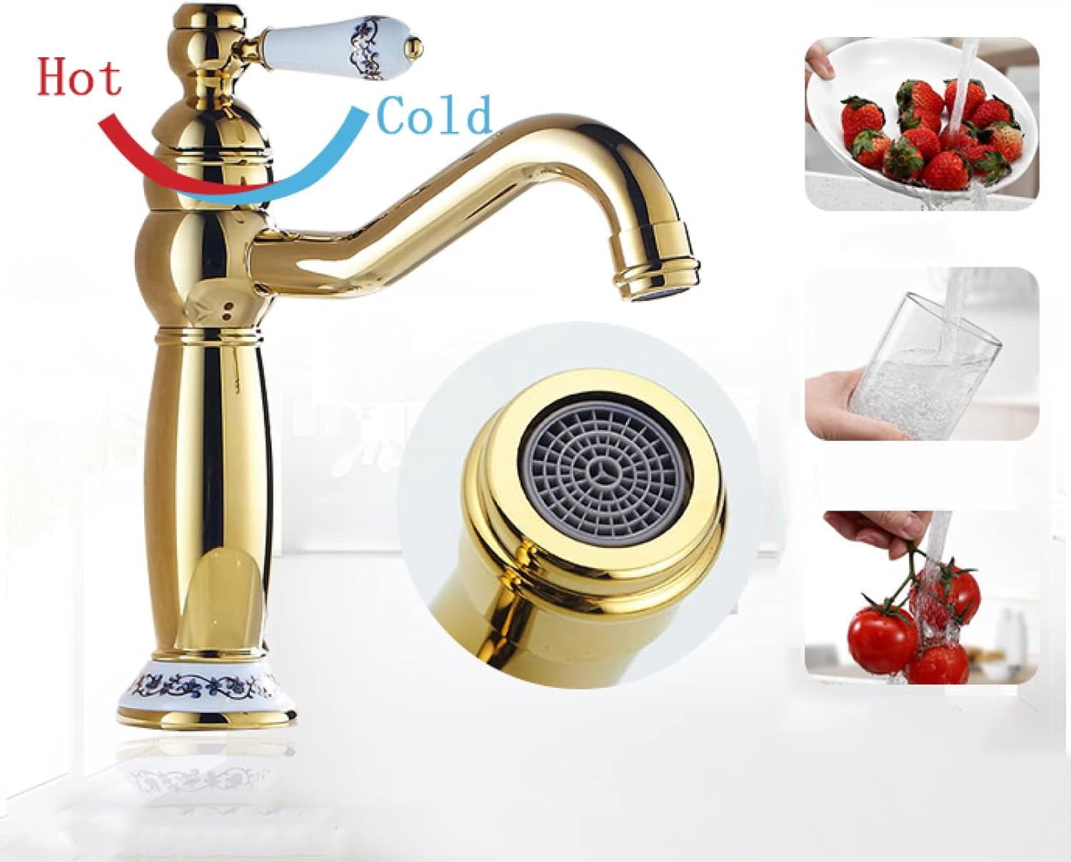 Vintage Bathroom Faucet, Brass Sink Faucet Bathroom, Hot and Cold Sink Mixer Tap Faucet, Single Hole Single Handle Bathroom Sink Faucet, Black